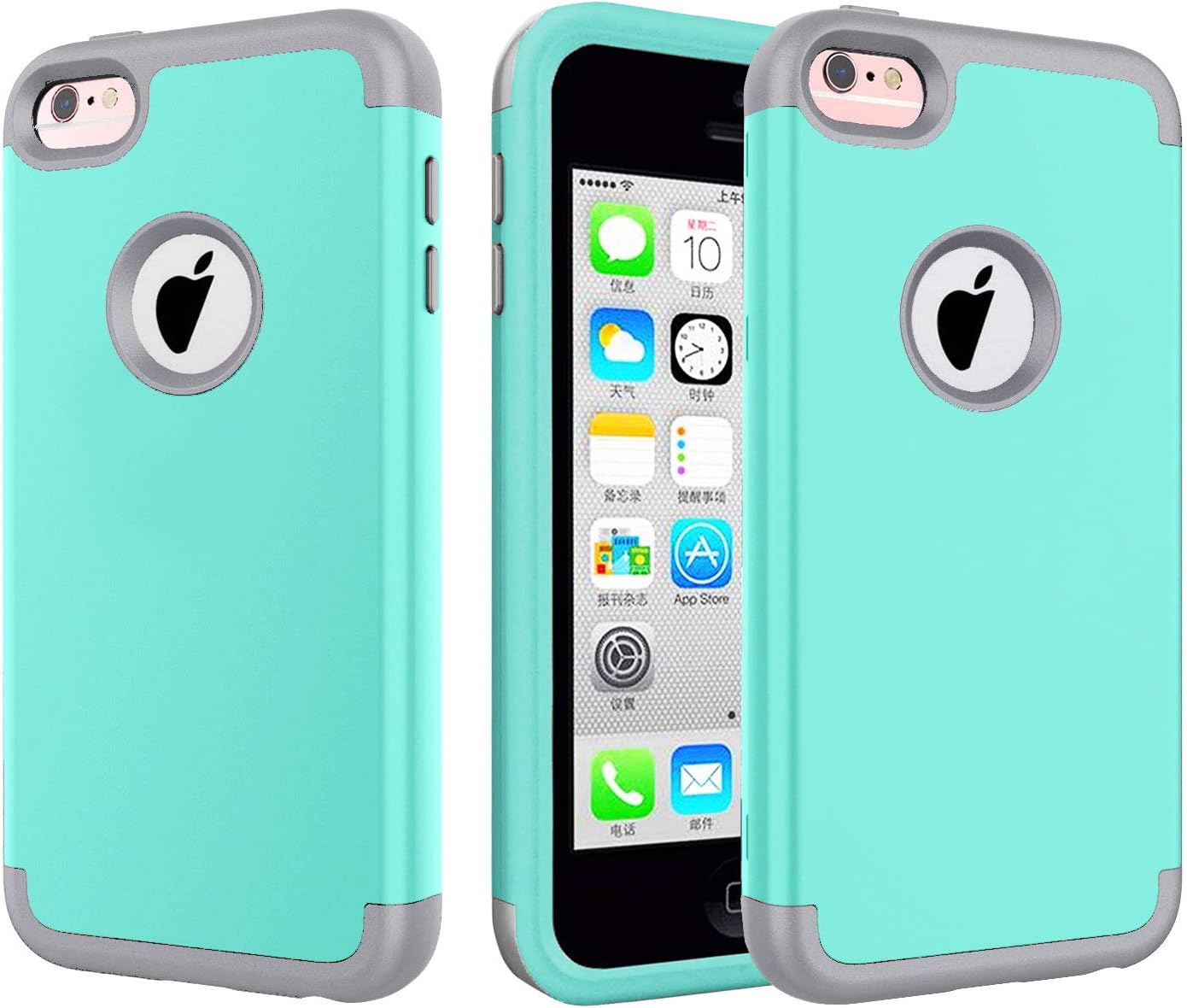 J.west 5C Case, iPhone 5C Case. Full Body Hybrid Hard PC and Soft Silicone 3-Layer Combo Shockproof Hard Case Cover for iPhone 5C - Light Blue/Grey