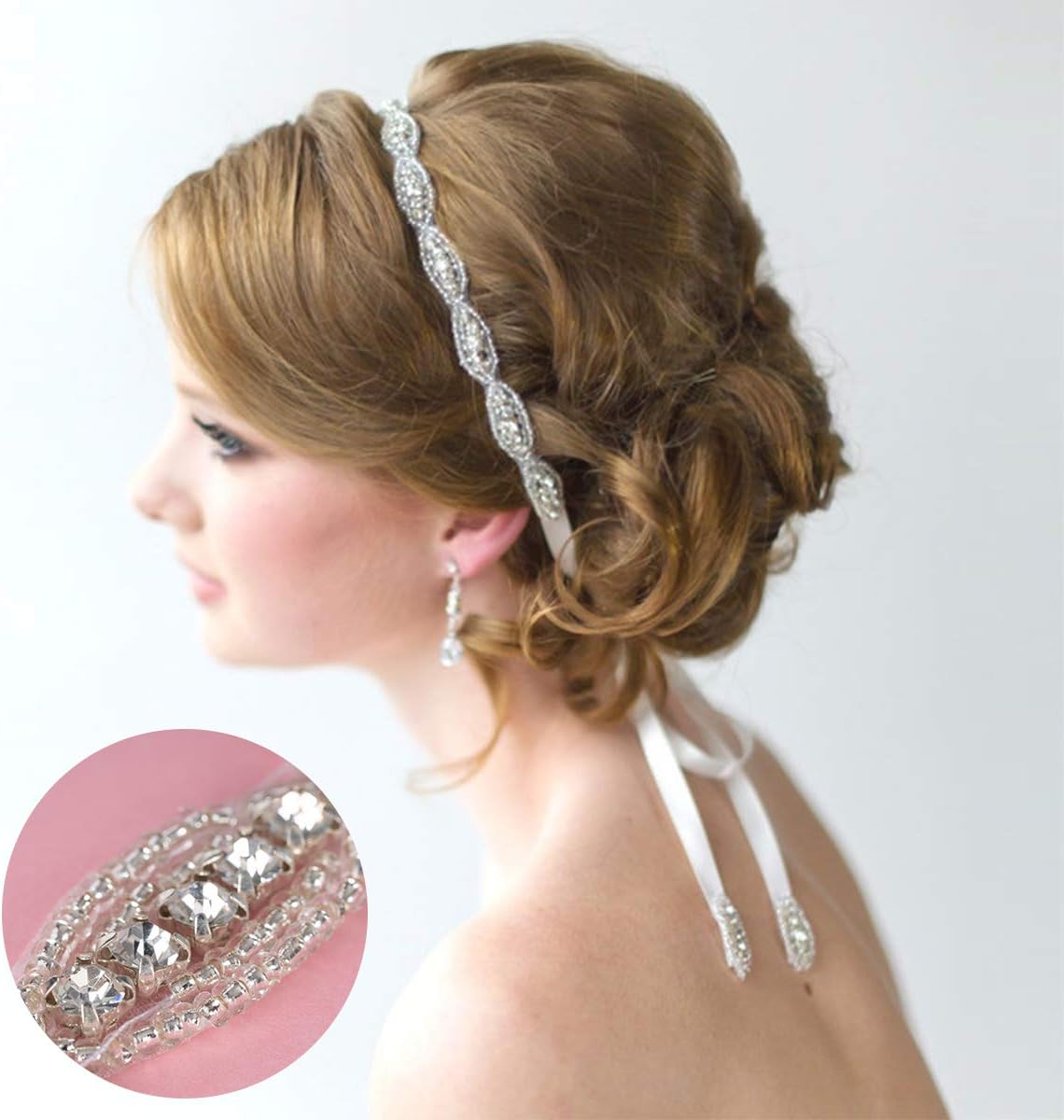 Flower Girl Headpiece Princess Wedding Accessories, Silver Hair Headband Flower Crown for Girls(Luxury Handmade Rhinestone)