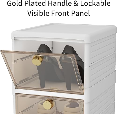 Miniatura 4 de Dimmeda Organizador plegable de zapatos con ruedas, caja de almacenamiento de zapatos transparente, cajas de plástico para zapatos y almacenamiento