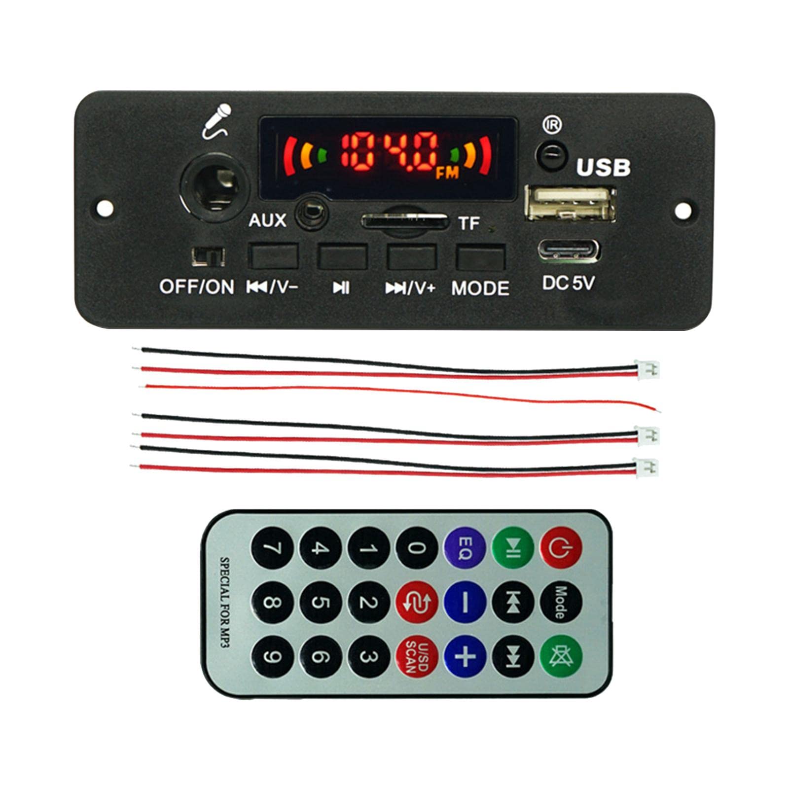 MP3 Decoder Board Support Recording Microphone Support TF USB 2x5W Amplifier-image-26
