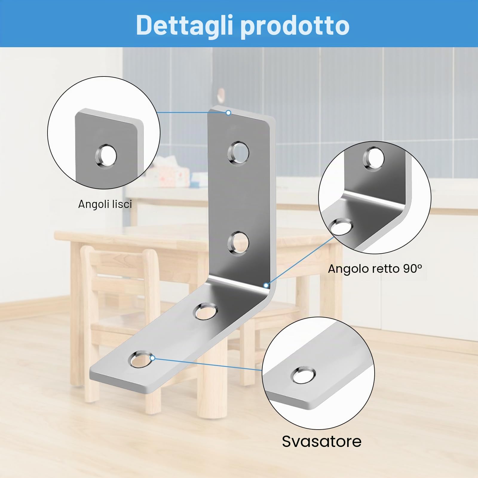 Squadra di fissaggio, 52 pezzi, staffa di fissaggio in metallo, 40 x 40 mm, angolo retto, supporto a forma di L, staffa angolare 90 gradi, staffa per fissaggio e riparazione di mobili