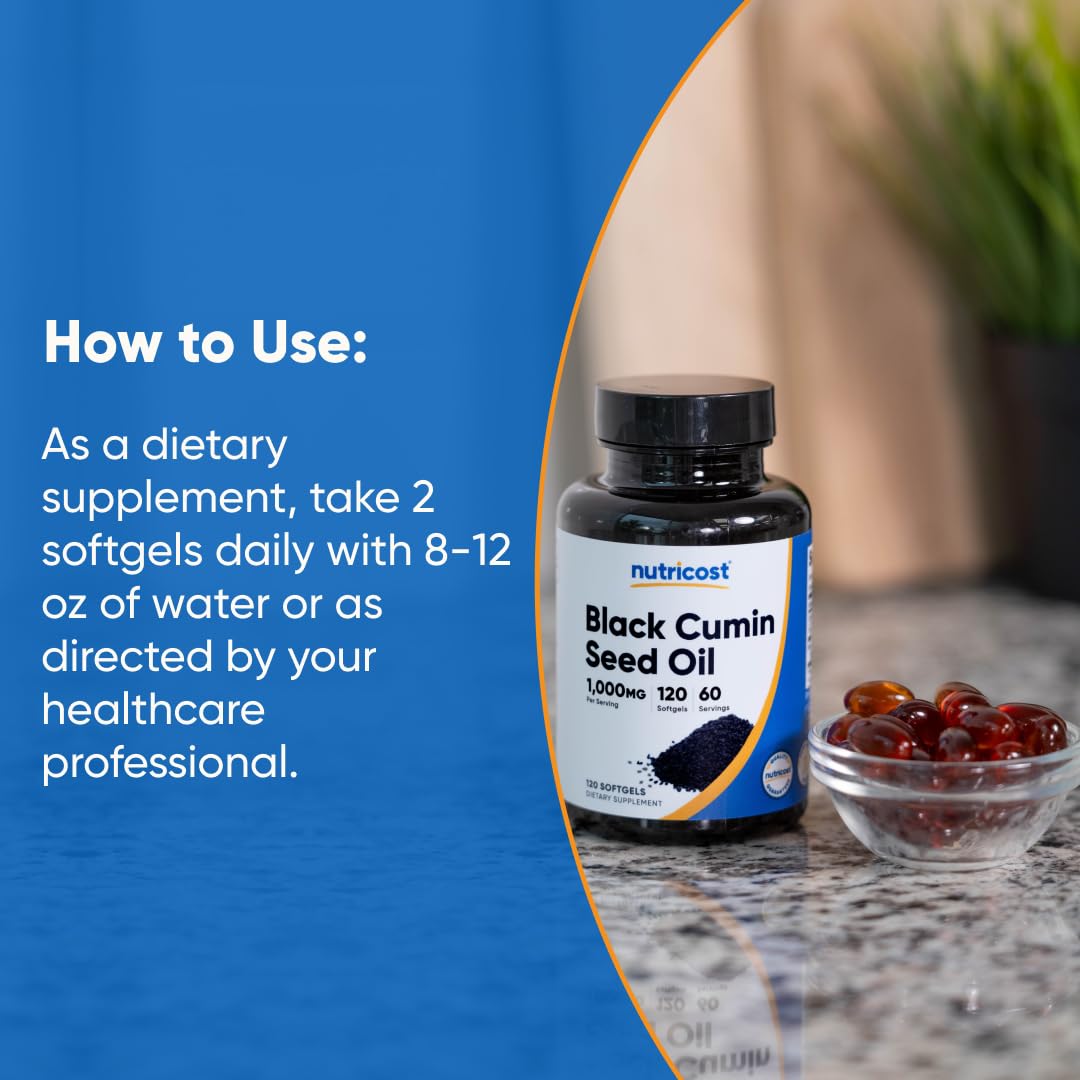 Nutricost Black Seed Oil (Cumin) 1000mg, 120 Softgels, 60 Servings — Amazon image 7