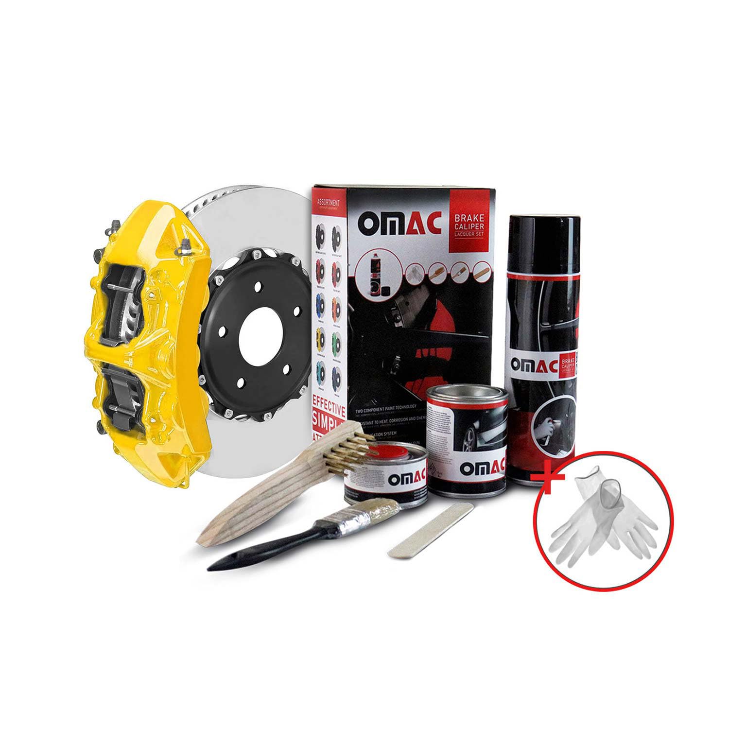 OMAC High Temperature Brake Caliper Paint System Kit, California Yellow Glossy
