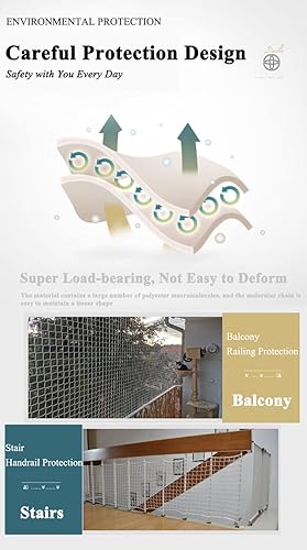 Miniatura 4 de Red de cuerda de seguridad blanca para niños, red de barandilla exterior para escalera, balcón, red protectora de valla sin nudos, red de decoración