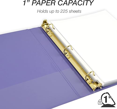 Miniatura 3 de Samsill - Carpeta duradera de 1 pulgada, fabricada en los Estados Unidos, con anillos de bloqueo en D dorados, cubierta transparente y