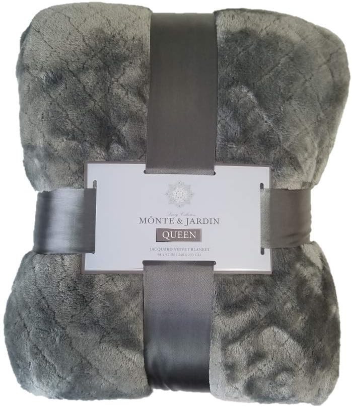 Monte & Jardin Jacquard Velvet Blanket Grey Queen Home