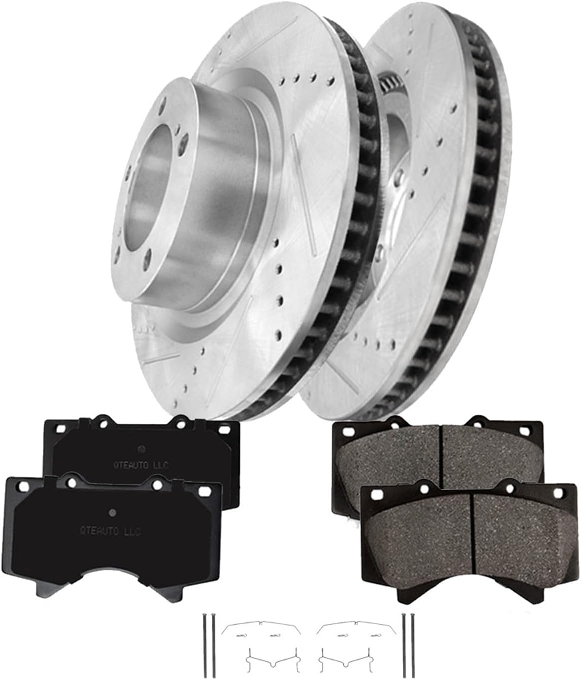 PM Auto Set of 6 Front 355mm Drilled Slotted Brake Disc Rotors-Ceramic Brake Pad Kit Replacement For 2007-2021 Toyota Tundra