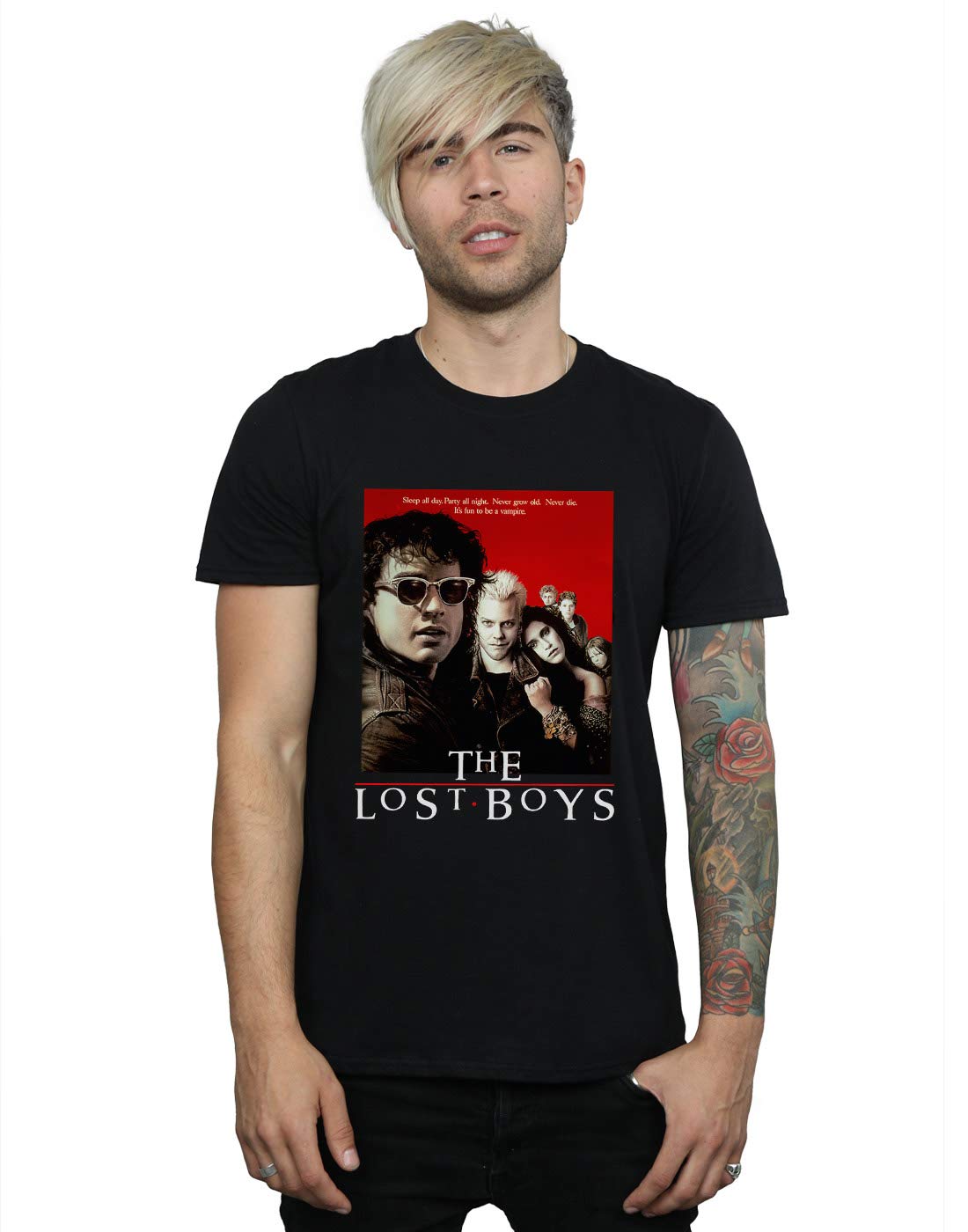Absolute Cult The Lost Boys Men's Red Poster T-Shirt Black Large