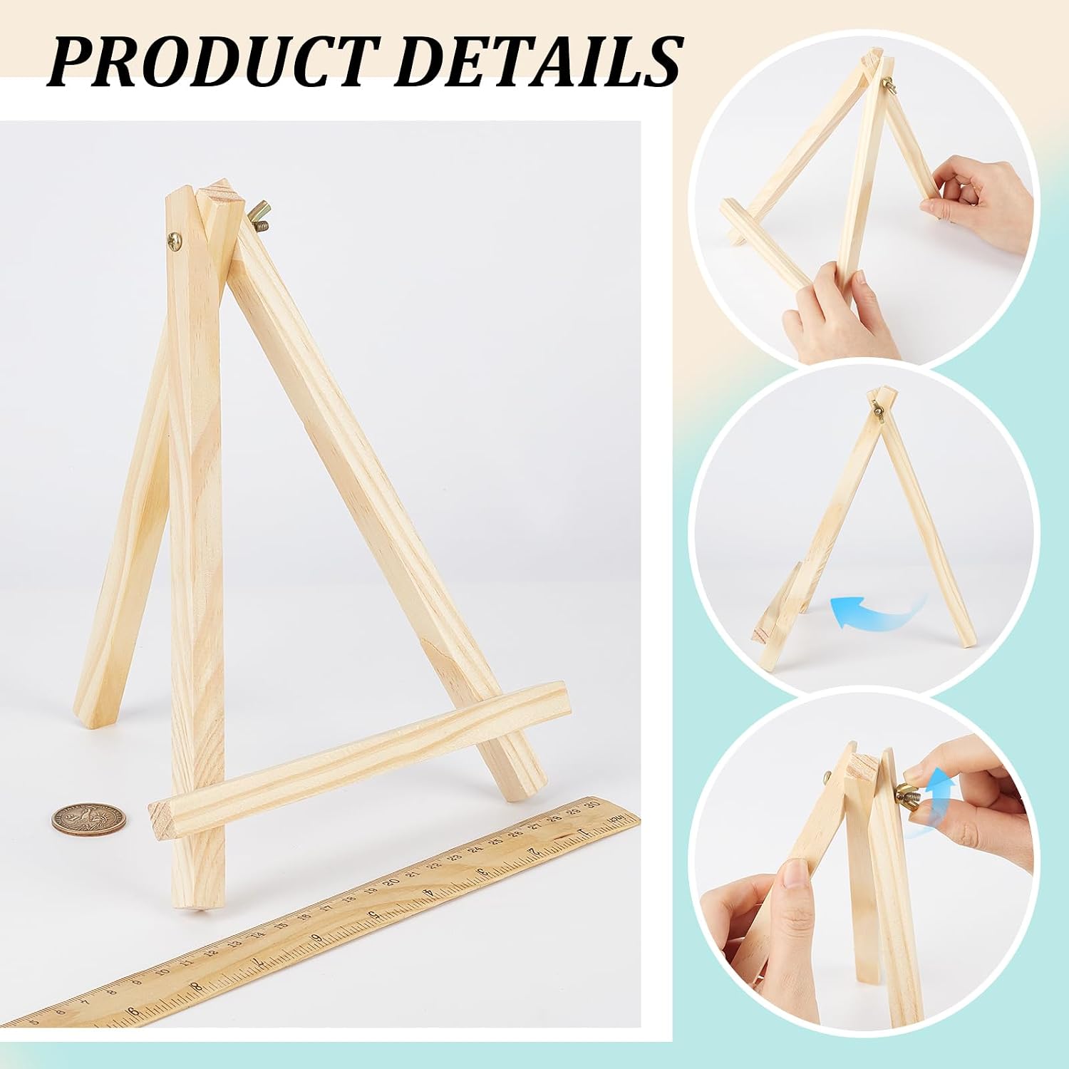 28 Pack 9.4 Inch Wood Easel,Easel Stand for Painting Canvases, Kids Student Tabletop Easels for Painting Party Easel Portable Canvas Photo Picture Sign Holder for Art & Crafts