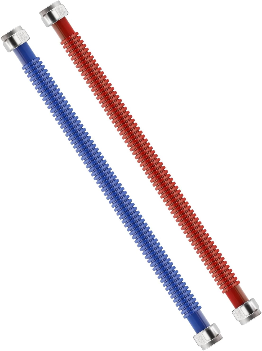Watflow 24inch Stainless Steel Corrugated Water Heater Connector with 3/4" FIP x 3/4" FIP,Hot and Cold Color Coded, for Water Heater Water Softener, Tankless, 24" Length (2 Packs)