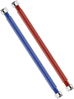 24inch Stainless Steel Corrugated Water Heater Connector with 3/4" FIP x 3/4" FIP,Hot and Cold Color Coded, for Water Heater Water Softener, Tankless, 24" Length (2 Packs)
