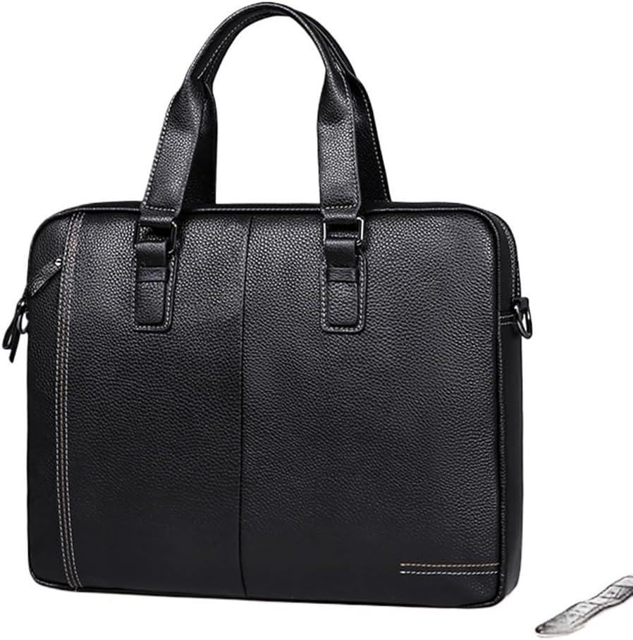 JSEIAJB Men's Bag Leather Computer Bag Men's Handbag Cowhide Business Large Capacity Briefcase