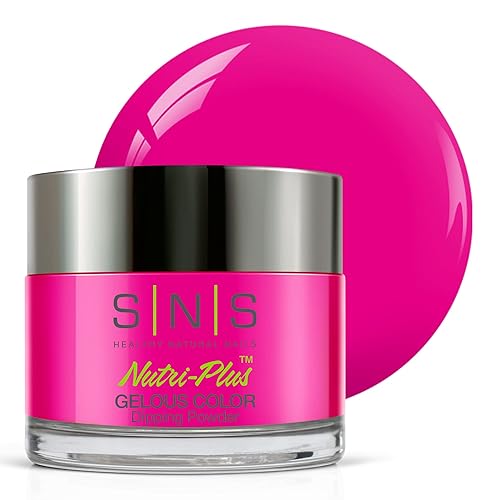 SNS Polvo de inmersión de uñas, polvo de inmersión de color geloso – Aphrodite's Rave (rosa/fucsia, neón) – Polvos de inmersión de larga duración