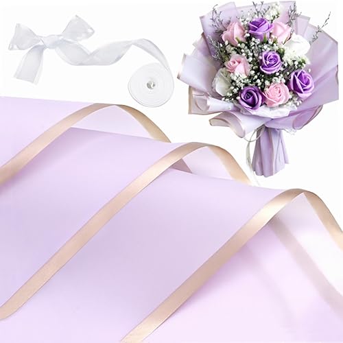 Miniatura 133 de 20 hojas de papel de regalo de flores blancas, papel de regalo de flores blancas, impermeable, con borde blanco, suministros de floristería
