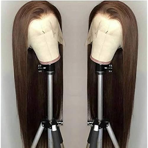 ELESTY Brown Synthetic Lace Front Wig Long Straight #6 Lace Front Wig For Women Heat Resistant Fiber Makeup Lace Wigs