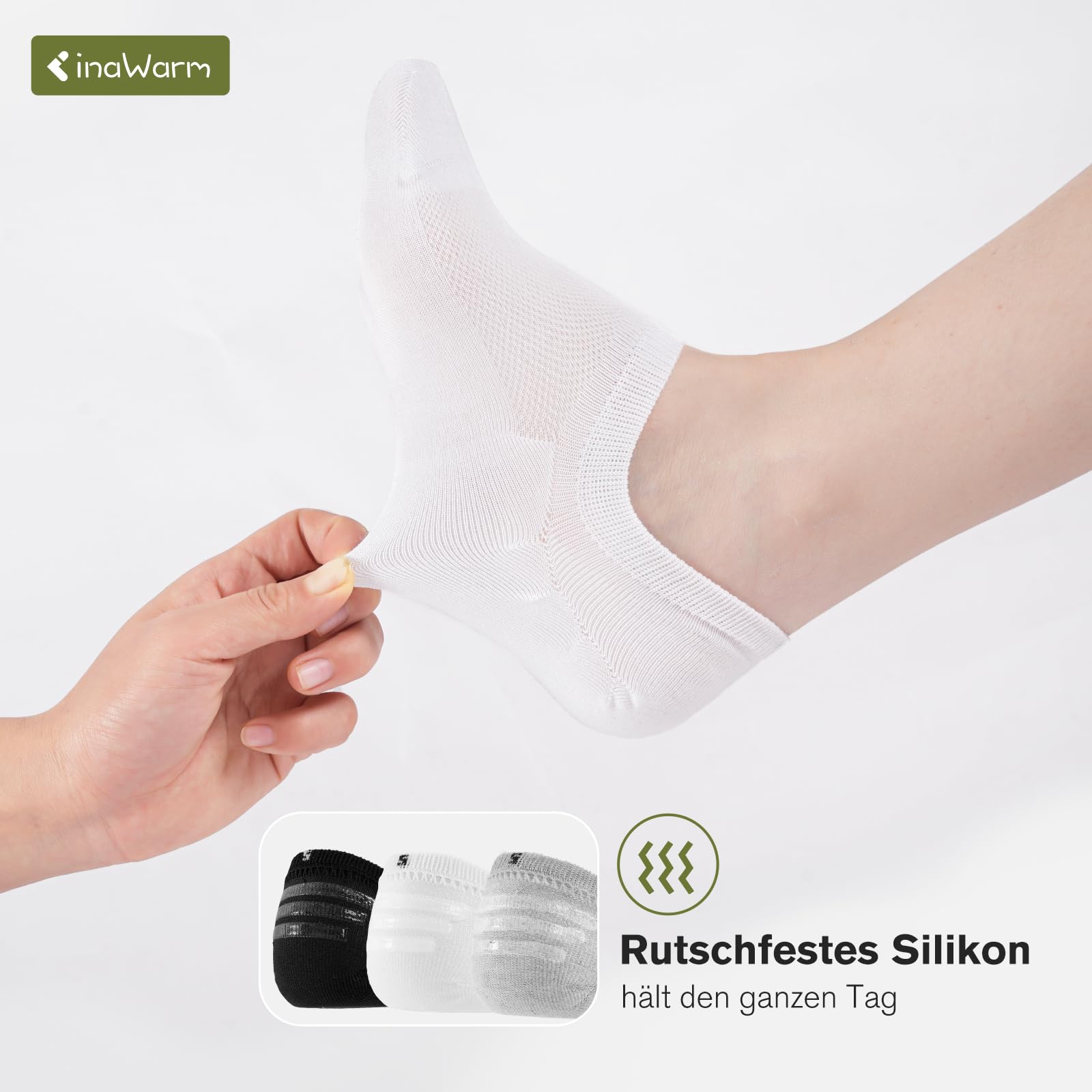 Bambusowe skarpety do sneakersów, 6/10 par, oddychające, niewidoczne skarpety do sneakersów z antypoślizgowym silikonem