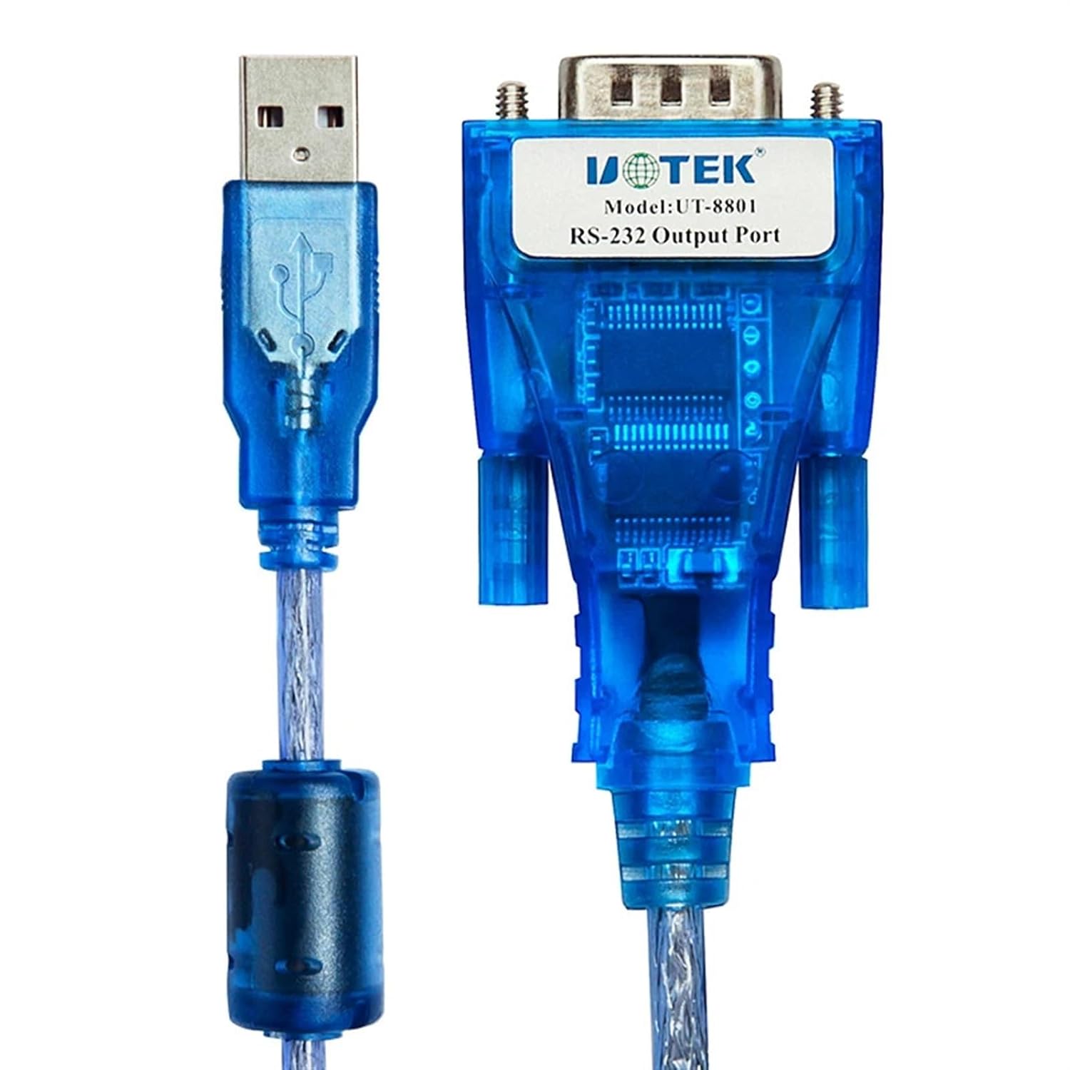 UT-8801 USB to RS232 Interface Converter 9-pins Adapter FT232 Chipset Cable Win7 Win10 Linux(Nut Type,3 Meters)