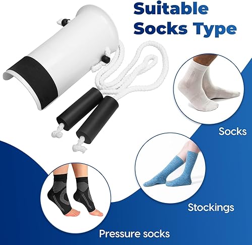 Miniatura 5 de VCOSTORE Dispositivo de ayuda para calcetines  Ayudante de calcetines con mango de espuma, dispositivo de asistencia de calcetines sin doblar,