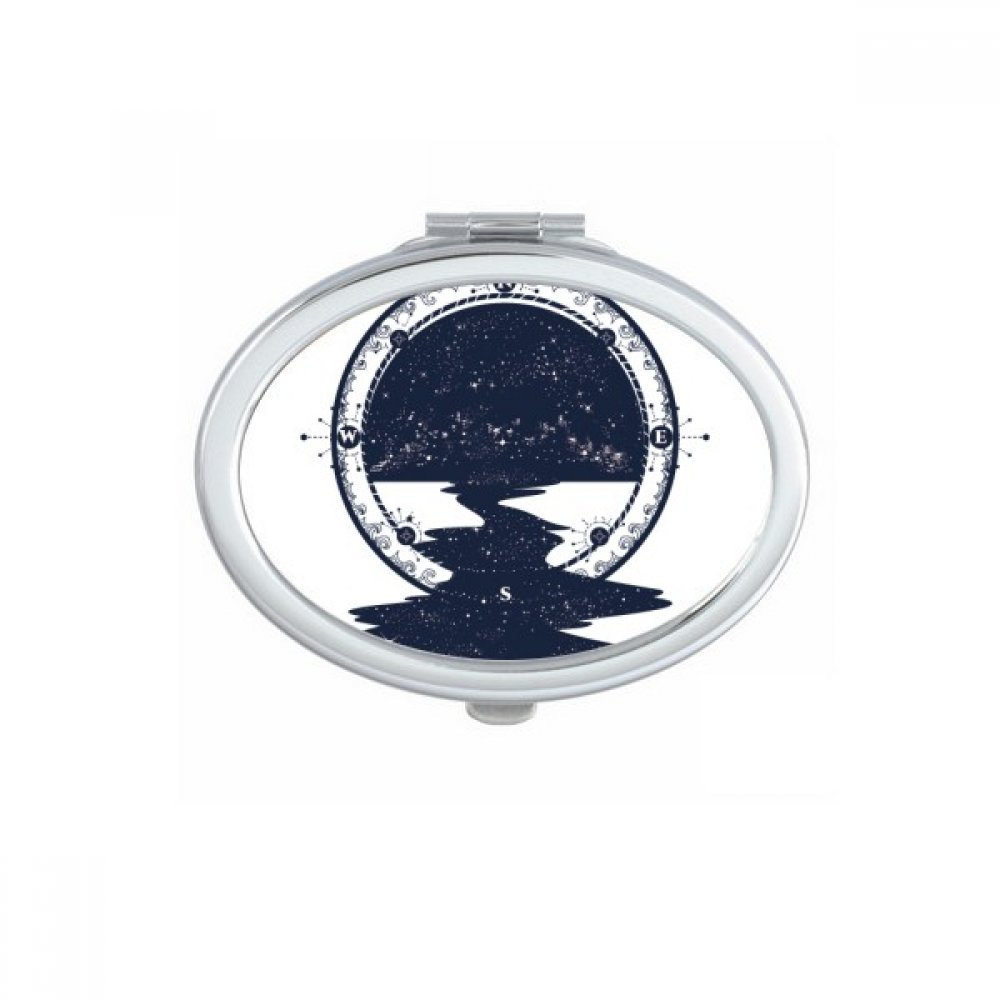 Miroir portable de poche ovale mignon avec motif d'art multicolore comme cadeau original