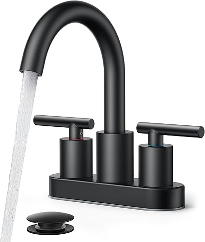 Miniatura 10 de FORIOUS Grifo de baño negro de 3 agujeros, 8 pulgadas, grifo de lavabo de baño negro mate generalizado con boquilla giratoria de 360°, adecuado para