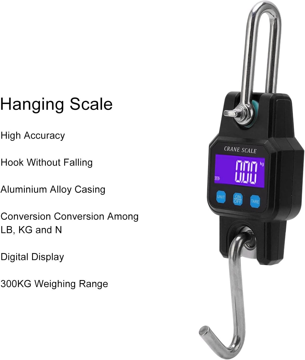 Utility Hanging Scale Tool Waterproof Digital Display LB KG N Luggage Scale Wide Application for Farm Weighing(Black)