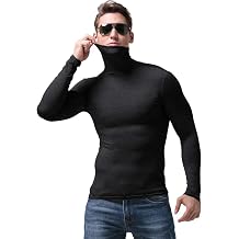 SALNIER Men Basic Turtleneck Slim Fit Long Sleeve Pullover Top Solid Thermal Knitted T Shirt Sweaters Soft Lightweight Shirt