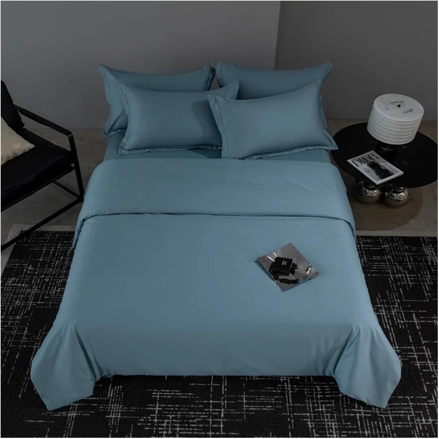 Long Staple Cotton Solid Color Simple Bedding Set - Single Full Double Queen King Duvet Cover Set Bed Sheet Pillowcase,Bed