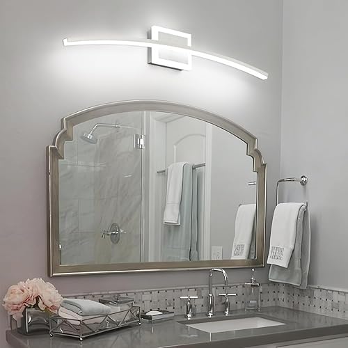 Miniatura 3 de PRESDE Lámpara LED regulable de 32 pulgadas sobre espejo, moderna luz de tocador para baño, barra de iluminación de pared de baño de níquel cepillado
