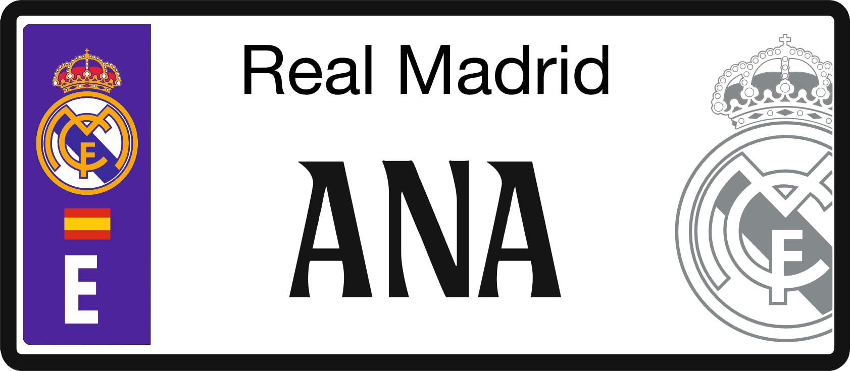 Real Madrid Matrícula Personalizada 6 x 14 cm