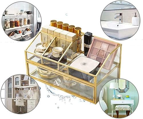 Miniatura 4 de L-Lei Almacenamiento de cosméticos, soporte de cepillo de maquillaje de vidrio transparente, almacenamiento cosmético para sujetar cepillos, esmalte