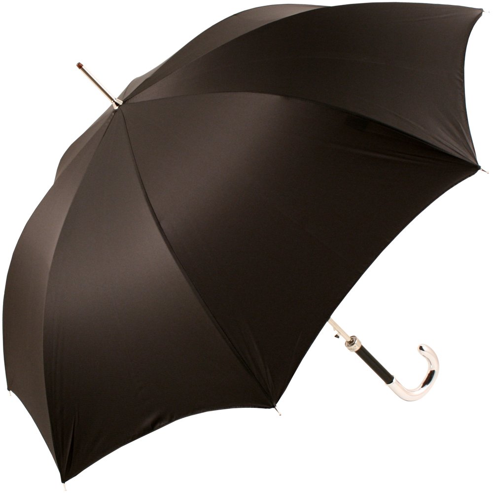 Luxury Gents Black Umbrella with Chrome Handle by Pasotti