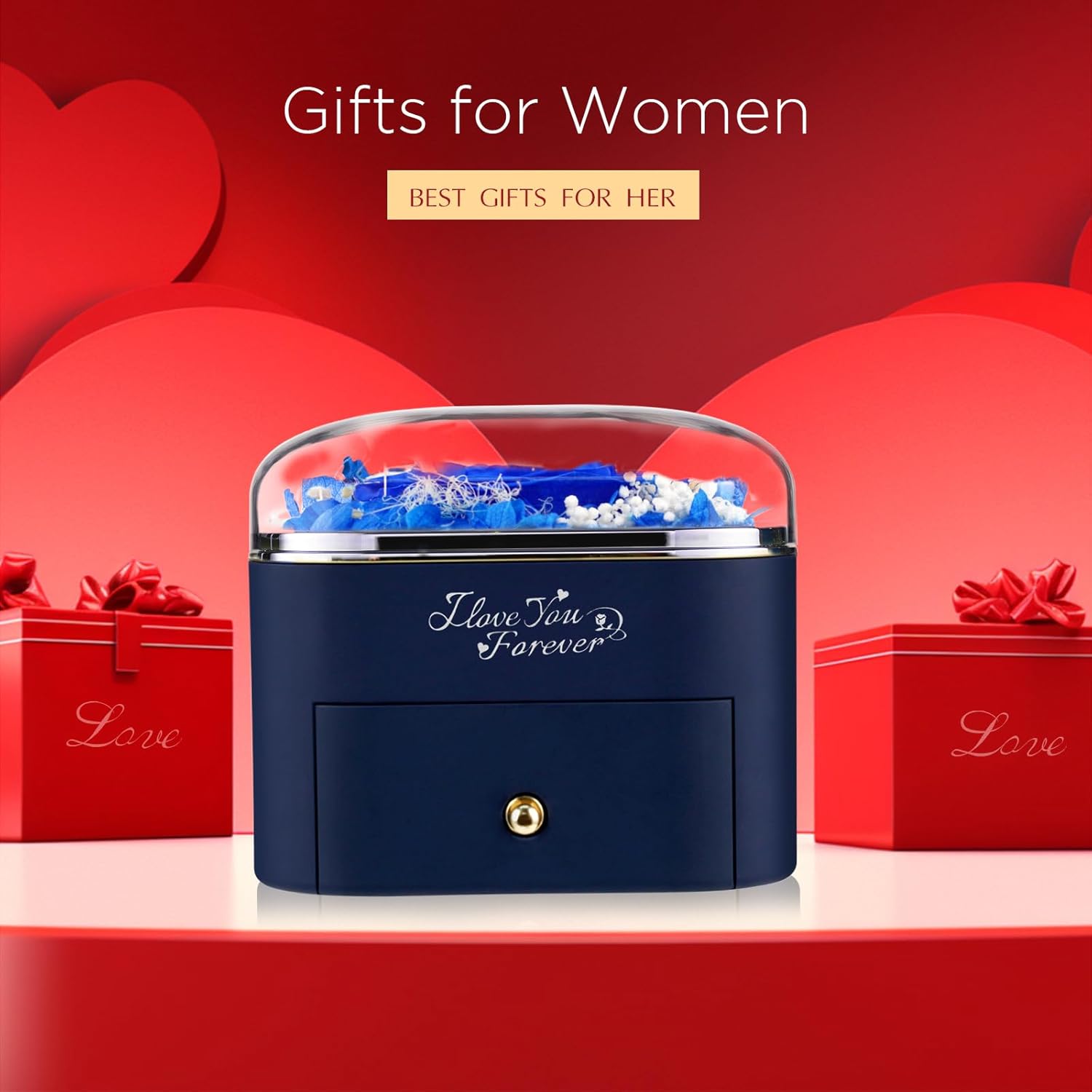 EleShow Preserved Real Blue Rose, Forever Flowers Gifts for Mom Grandma Wife Girlfreind on Mothers Day Christmas Anniversary Birthday Gifts for Women I Love You Gifts for Her - Image 2