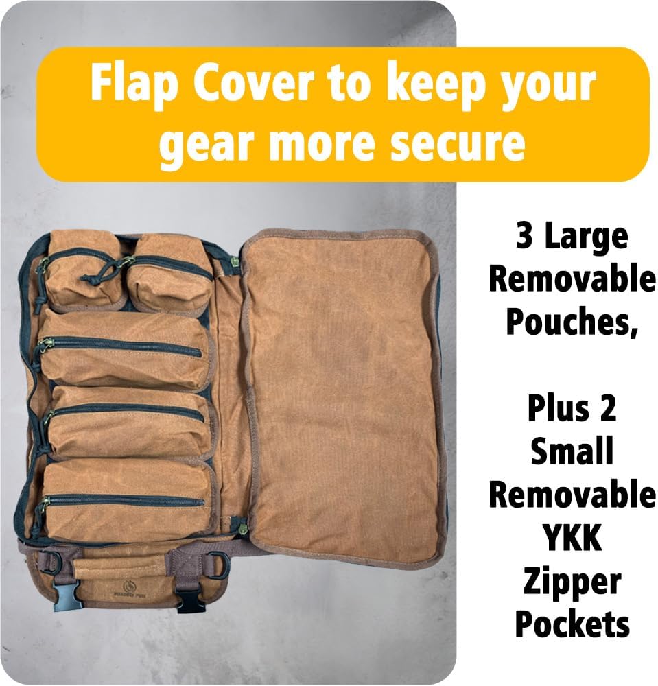 Roaring Fire The Pack Mule Mini Double-sided Versatile Tool Roll Bag, Roll Up, Storage Roll Bag,Wrench Roll, Two in One Tool Bag for Electrician, HVAC, Plumber, Carpenter or Mechanic,Knives Collector