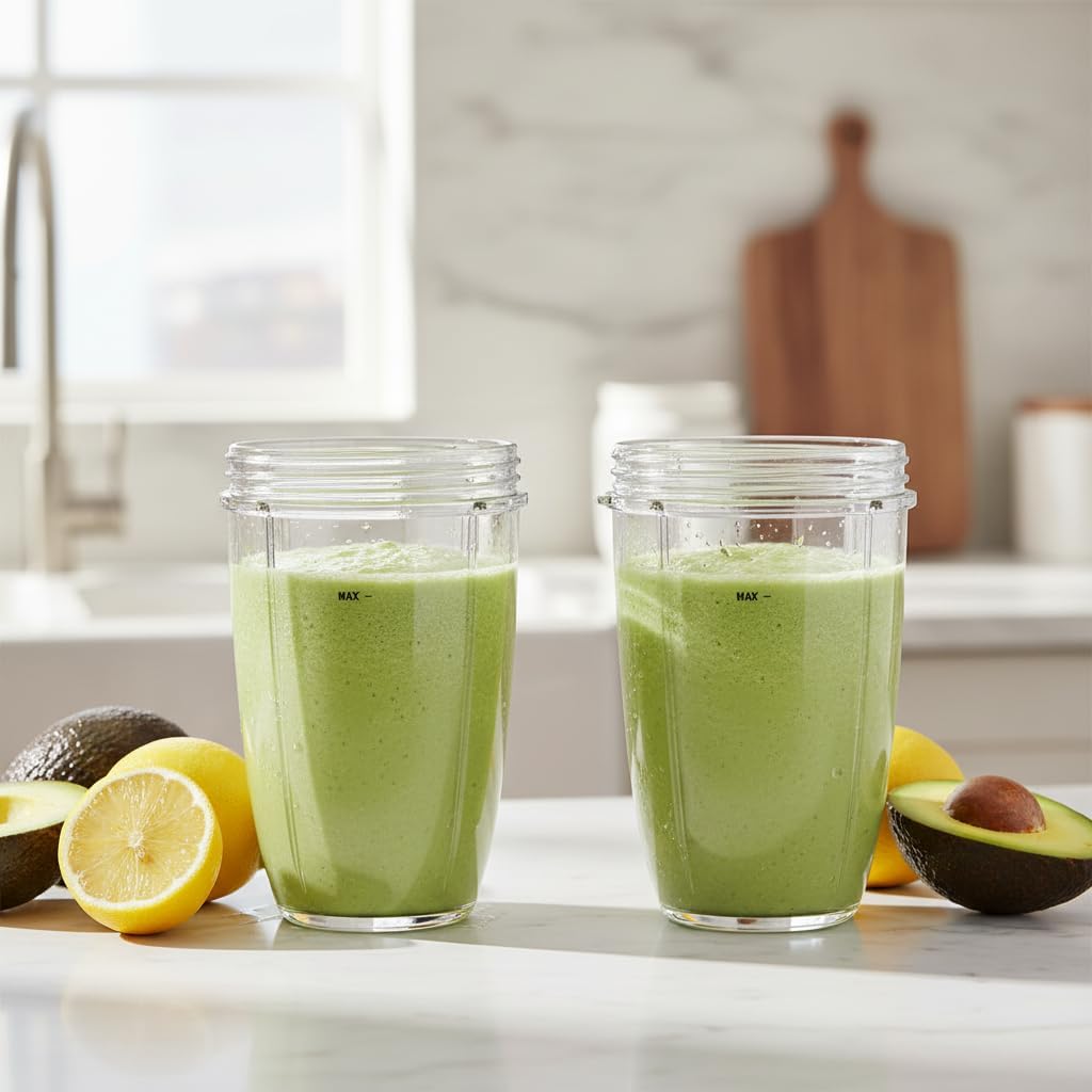 2 Pack 24oz Replacement Blender Cups Compatible with NutriBullet 600W/900W | Fit for Nutribullet Extractor Blades,24 Ounces Blender Cup,Fit for NBR-0601WM