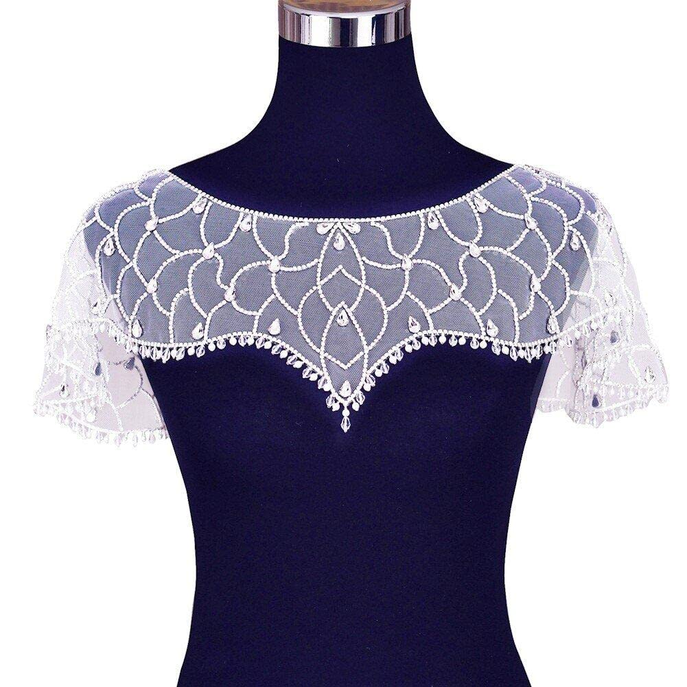 Danlai Women's Wedding Rhinestone Wrap Shrug Bridal Shawl Tulle Cape for Bride Bridesmaid Wrap Shrug