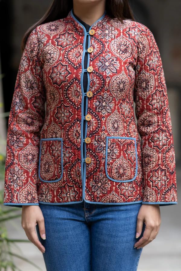 Image of Jackets for women | Cotton Quilted Reversible Short Jacket | Double Sided Warm Outerwear Coat for women |Jacket for women winter wear