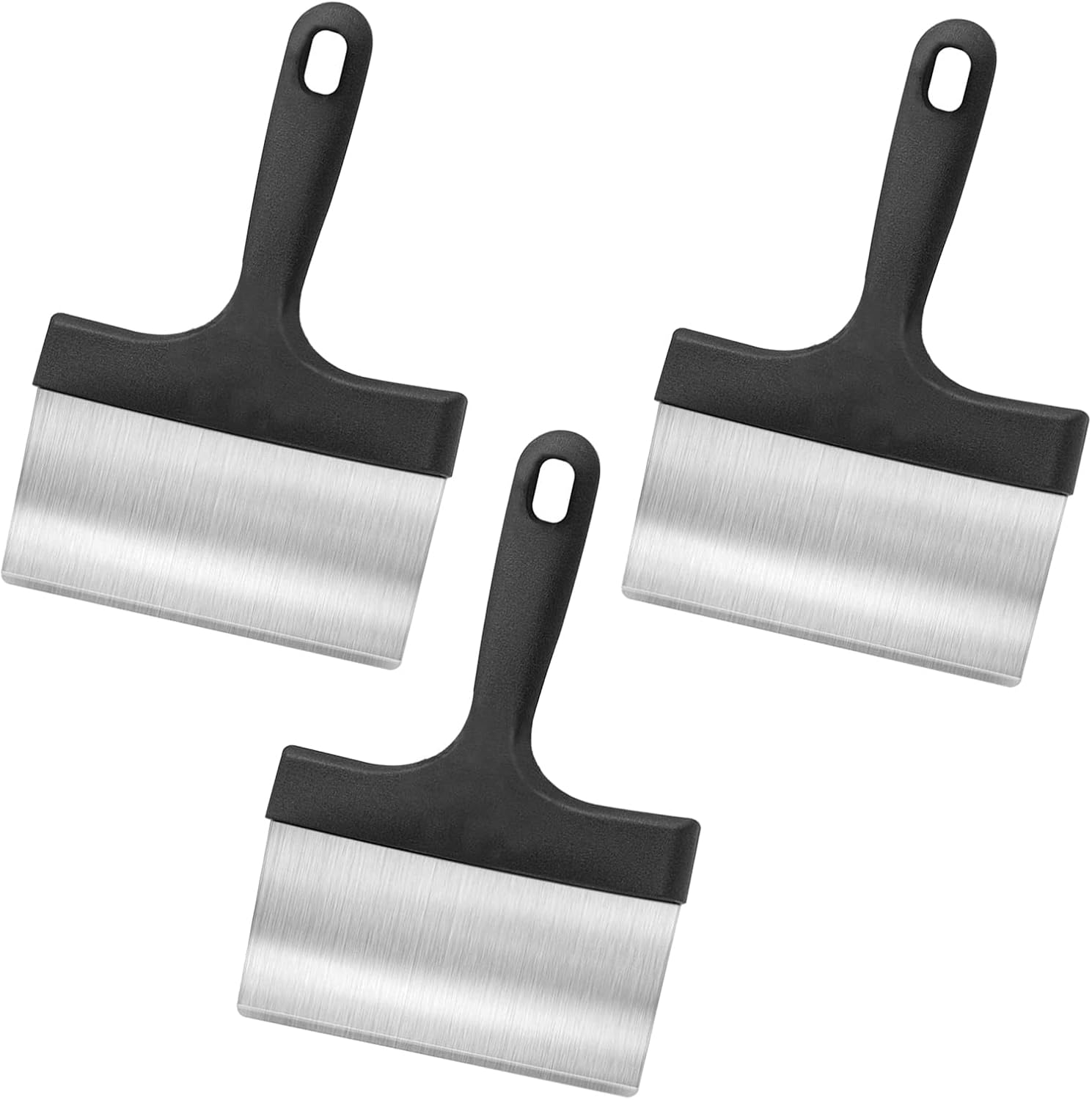 WEKIWGOT 3PCS Grill Griddle Scraper with 5" Handle, Heavy