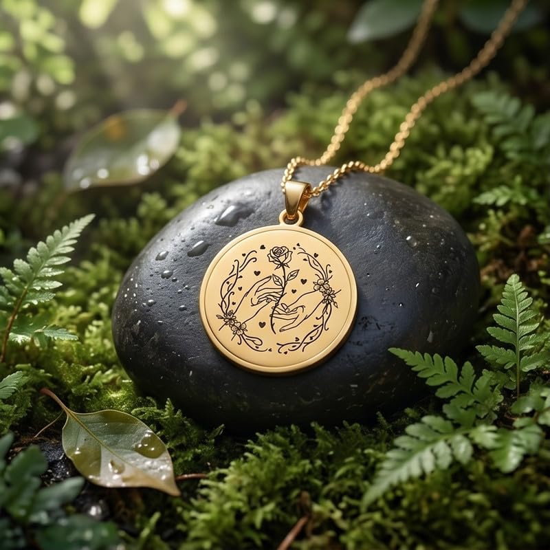 Collier pendentif rond argent 925 doré à l'or fin ciselé main