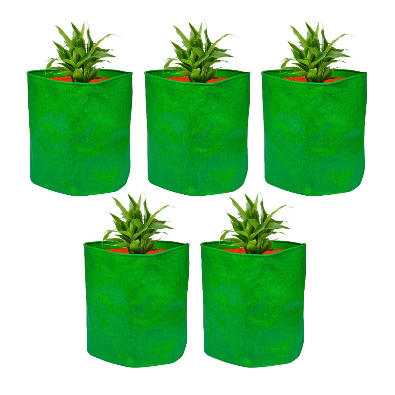 Tarpaulin Plastic Grow Bag Combo for Terrace Planting Green, 5 Bags