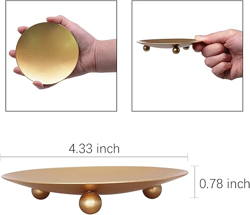 Miniatura 3 de Portavelas decorativo de hierro, soporte de vela para velas LED y de cera, spa, baño, bodas, 4.33 x 0.78 pulgadas, juego de 4 (dorado)