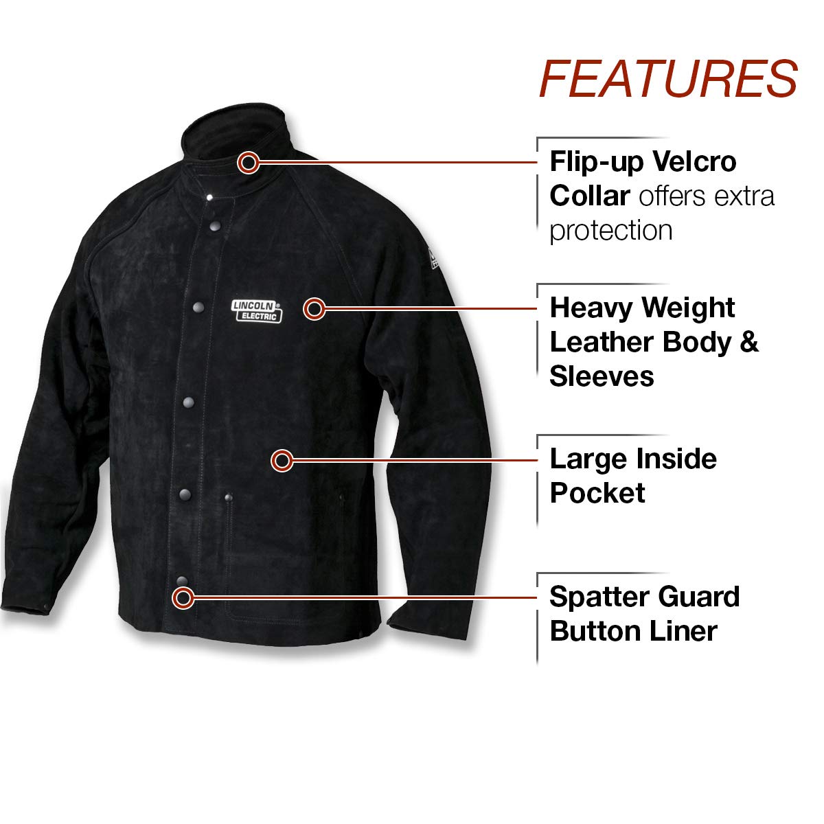 Image secondaire de Lincoln Electric K2989 Veste de soudeur en cuir très résistant Taille XL