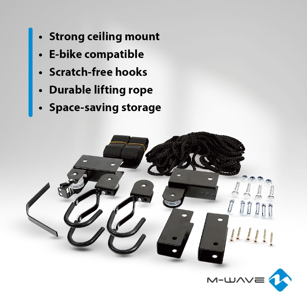 M-Wave Fahrradlift, Fahrrad Deckenhalterung, auch für E-Bikes, BIKE LIFT STRONG