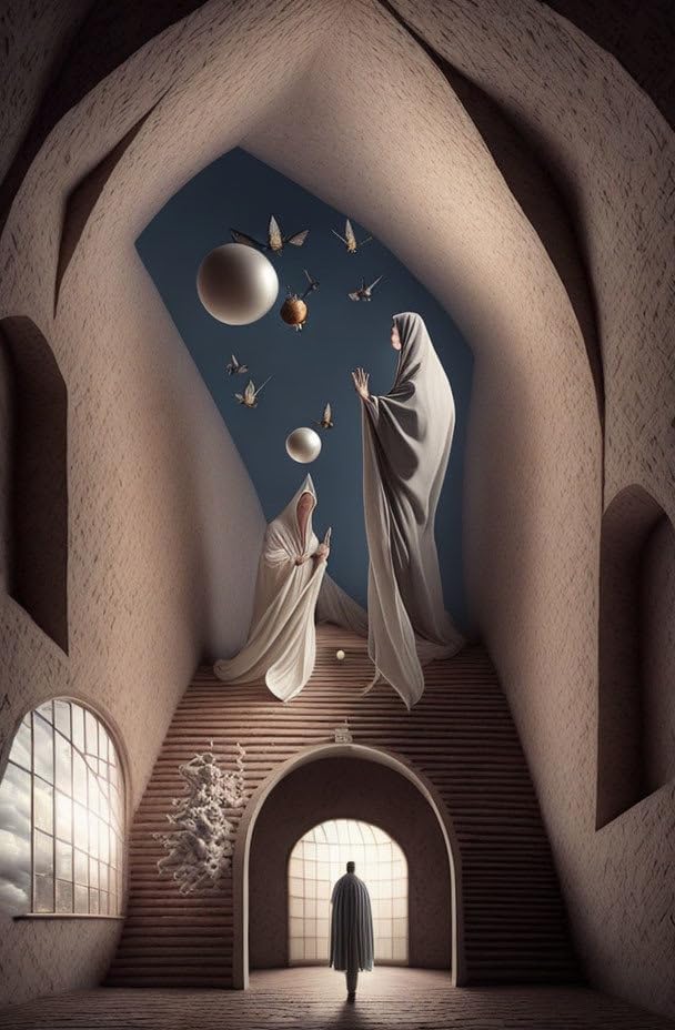 Architecture mystérieuse toile d'art mural haut de gamme SERENDIPITP 58x90