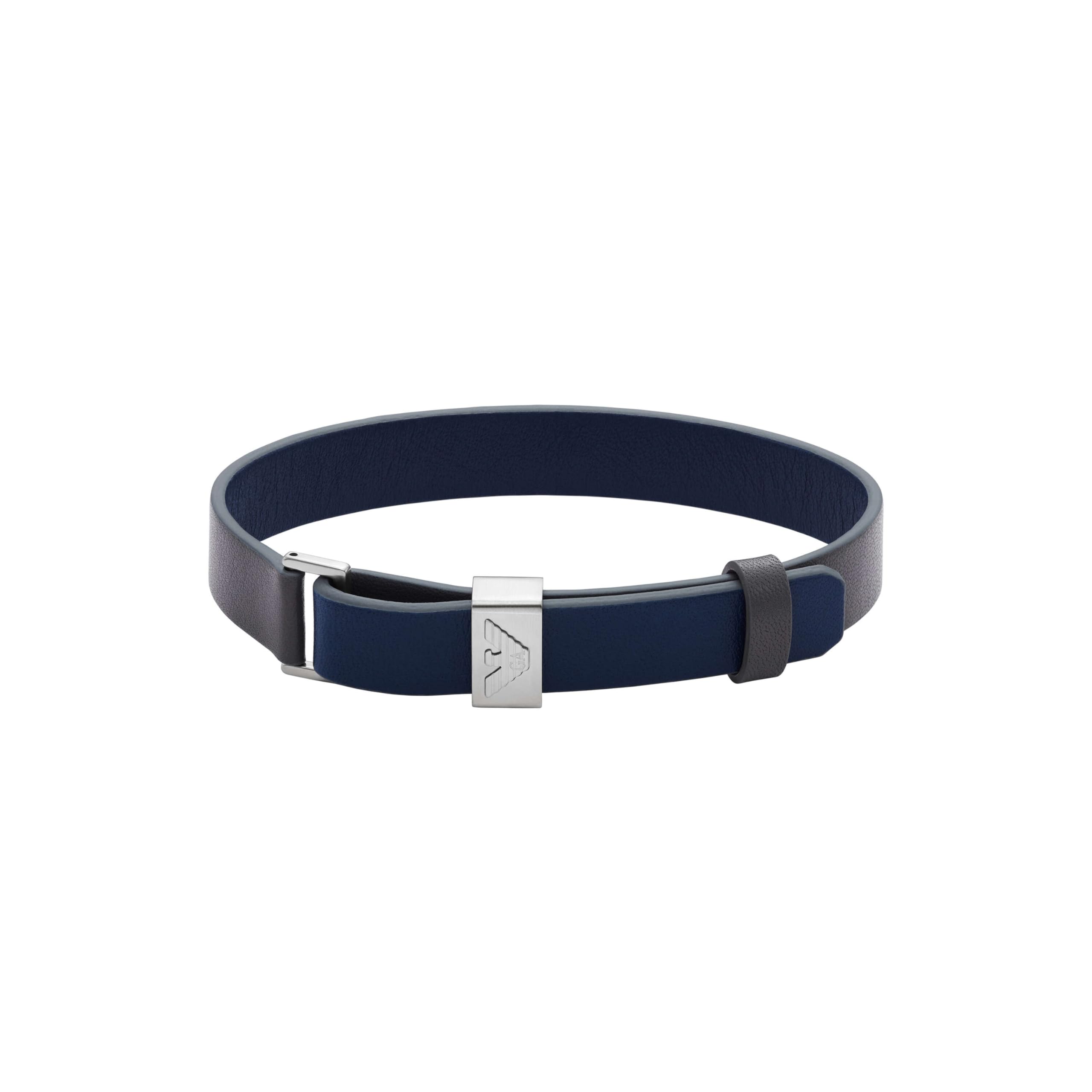 Amazon.co.jp: Emporio Armani メンズ ブルー＆グレー レザー