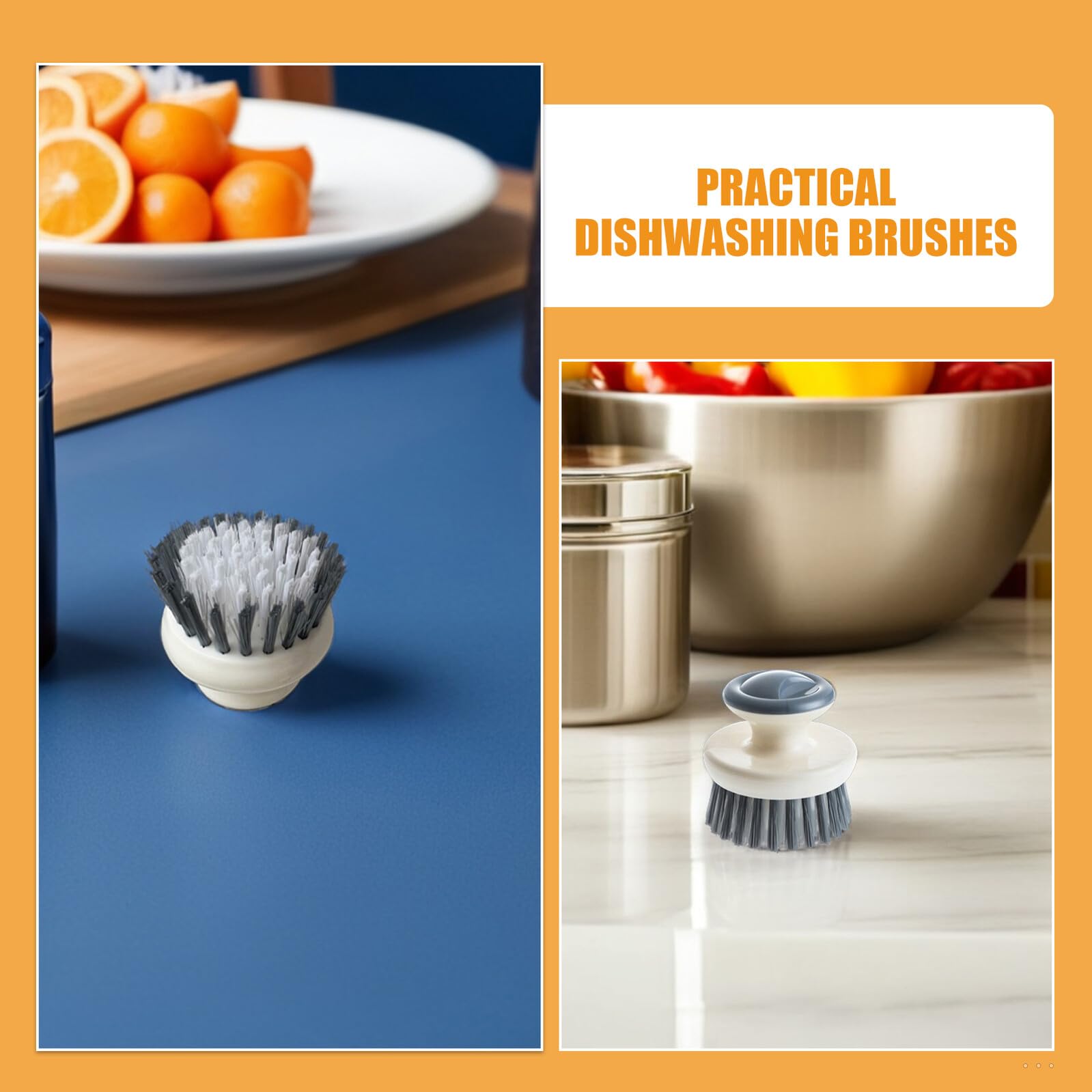 5 Cepillos para Lavar Platos con Mango Ergonómico Cerdas Resistentes para Cocina Limpieza de Ollas Verduras y Sartenes Herramienta Multiusos para Fregadero Color Gris Tamaño