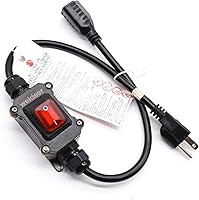 Vista 1 de weideer Cable de extensión con interruptores de alimentación de encendido/apagado IP67 impermeable 20A 250V 16AWG 2FT 3Pin enchufes enchufes