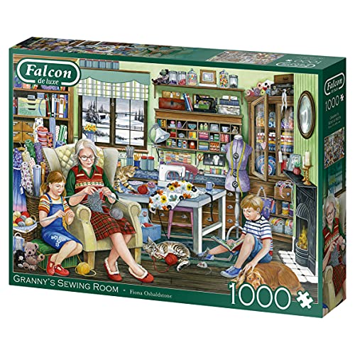 Jumbo Granny's Sewing Room Piece Jigsaw Puzzle Falcon de Luxe-Rompecabezas de 1000 Piezas para la Sala de Costura de la Abuela, Multicolor (11273)