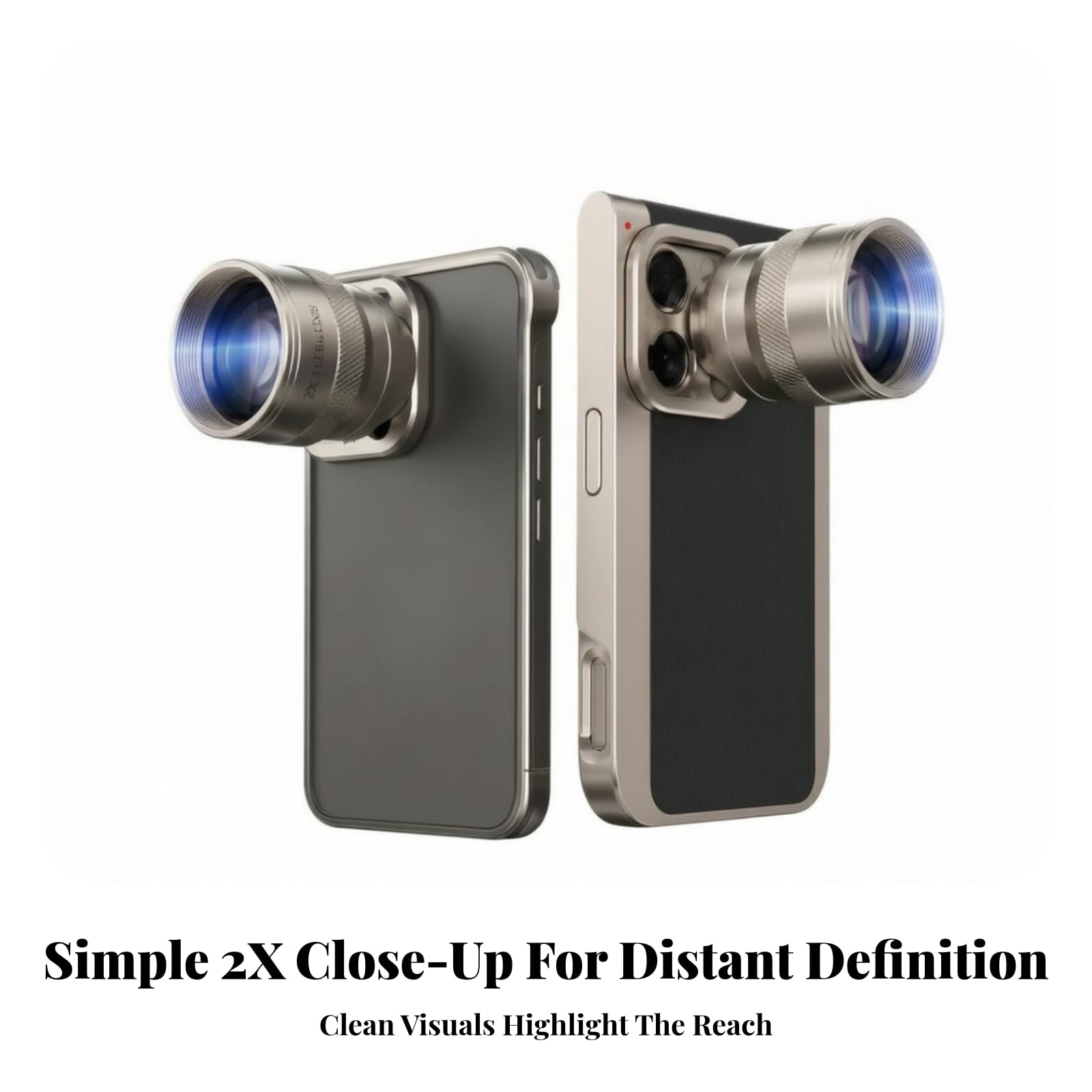 Obiettivo con Clip 2 in 1 | Lente in Vetro Ottico, Obiettivo 2x con Clip Universale, Compatto, per Concerti