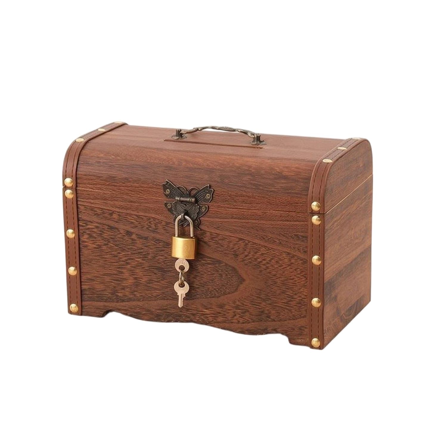 Lockable Treasure Chest Piggy Style for 15x16cm 25-15-16cm Wood | Classic Secure Storage Convenient Access Portable Decorative Practical Wood Style For 15x16cm 25-15-16cm-image-33