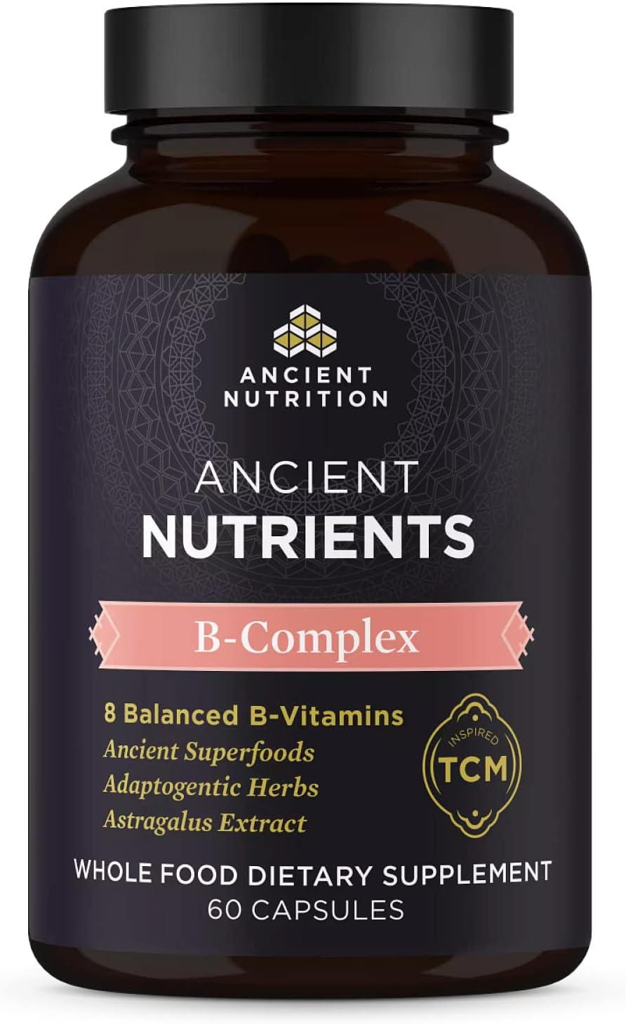Vitamin B Complex Supplement, 8 Balanced B-Vitamins, Supports Healthy Energy Levels, Adaptogenic Herbs, Enzyme Activated, Paleo & Keto Friendly, 60 Capsules